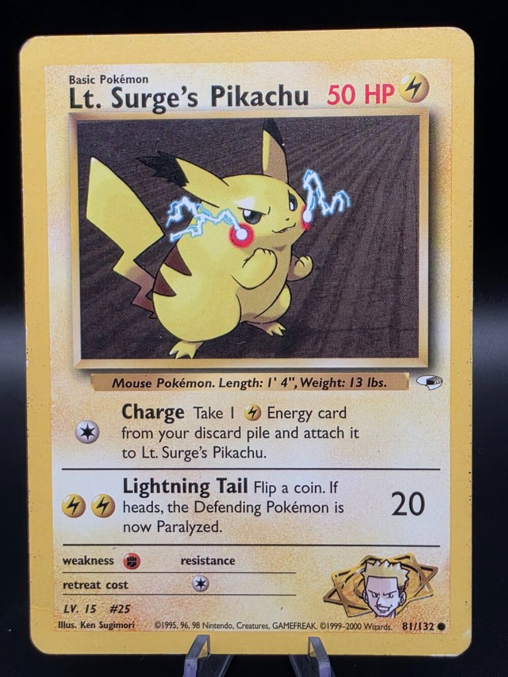 Gym Heroes Lt. Surge's Pikachu Unlimited 81/132 COMMON DMG